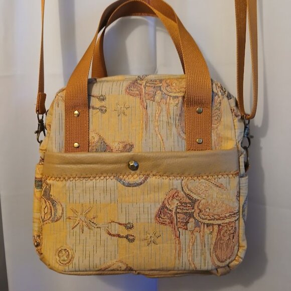 New Western Cowgirl Saddle Double handle Satchel Purse Shoulder Bag Brown Rust - Picture 1 of 15